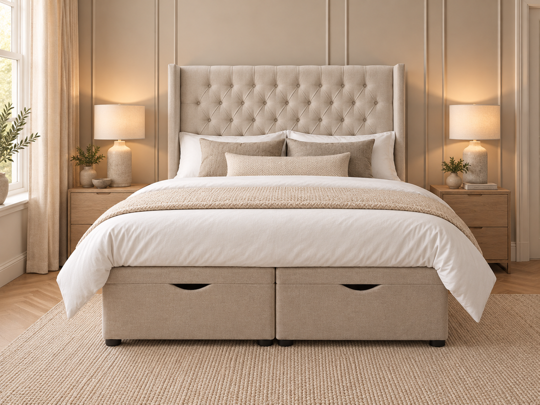 Luxury Upholstered Ottoman Divan Front Open