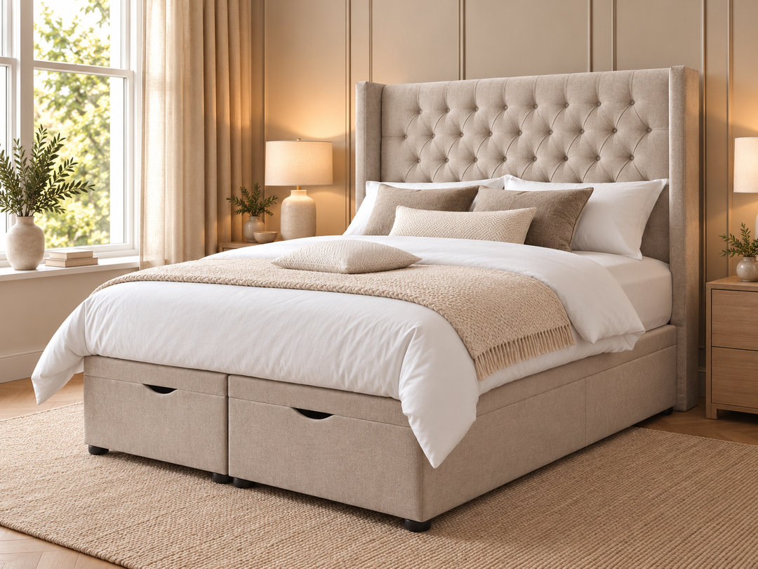 Luxury Upholstered Ottoman Divan Front Open