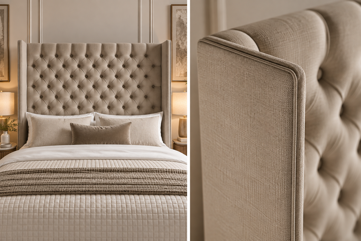 Buttoned Straight Wing Headboard (Chesterfield)