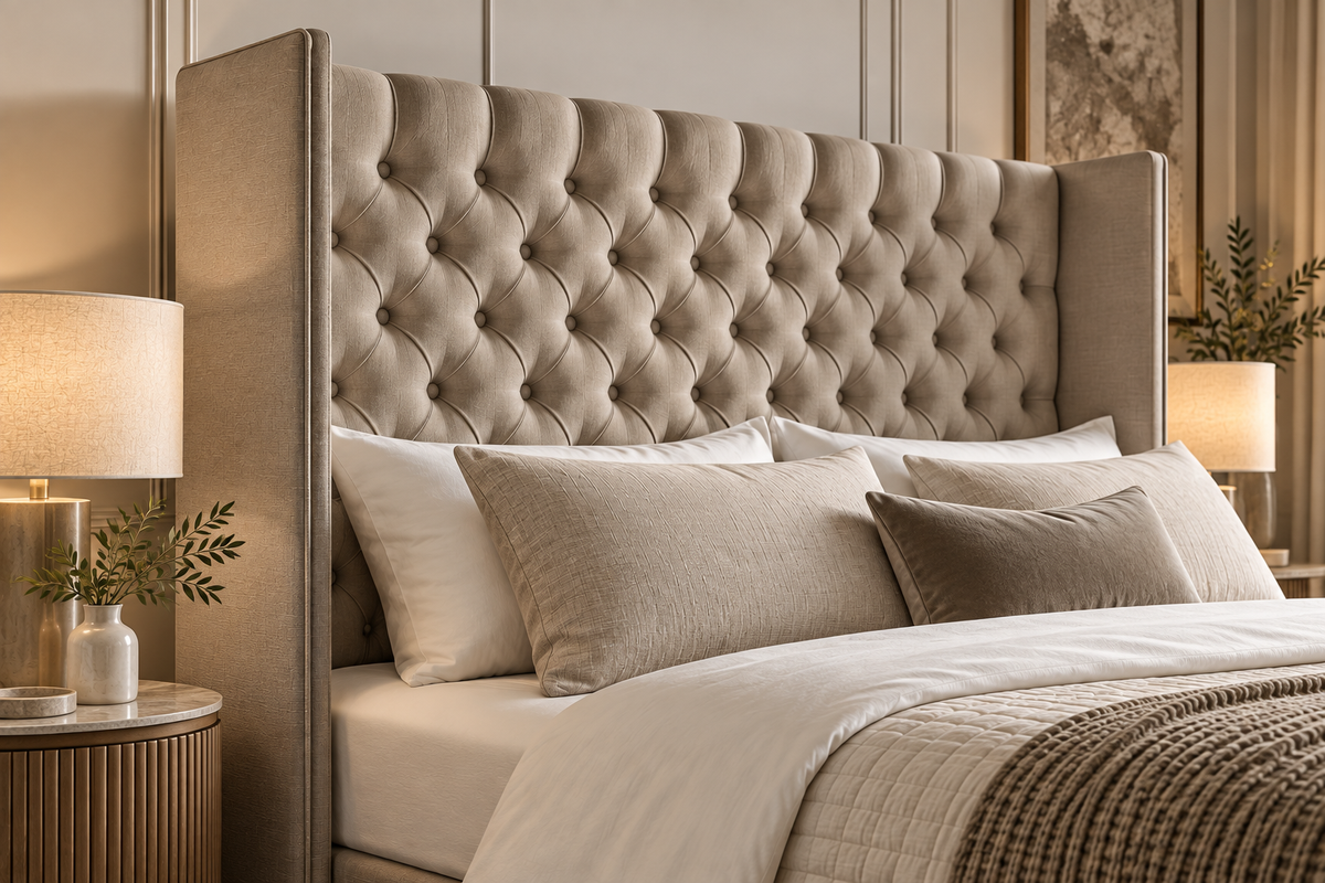 Buttoned Straight Wing Headboard (Chesterfield)