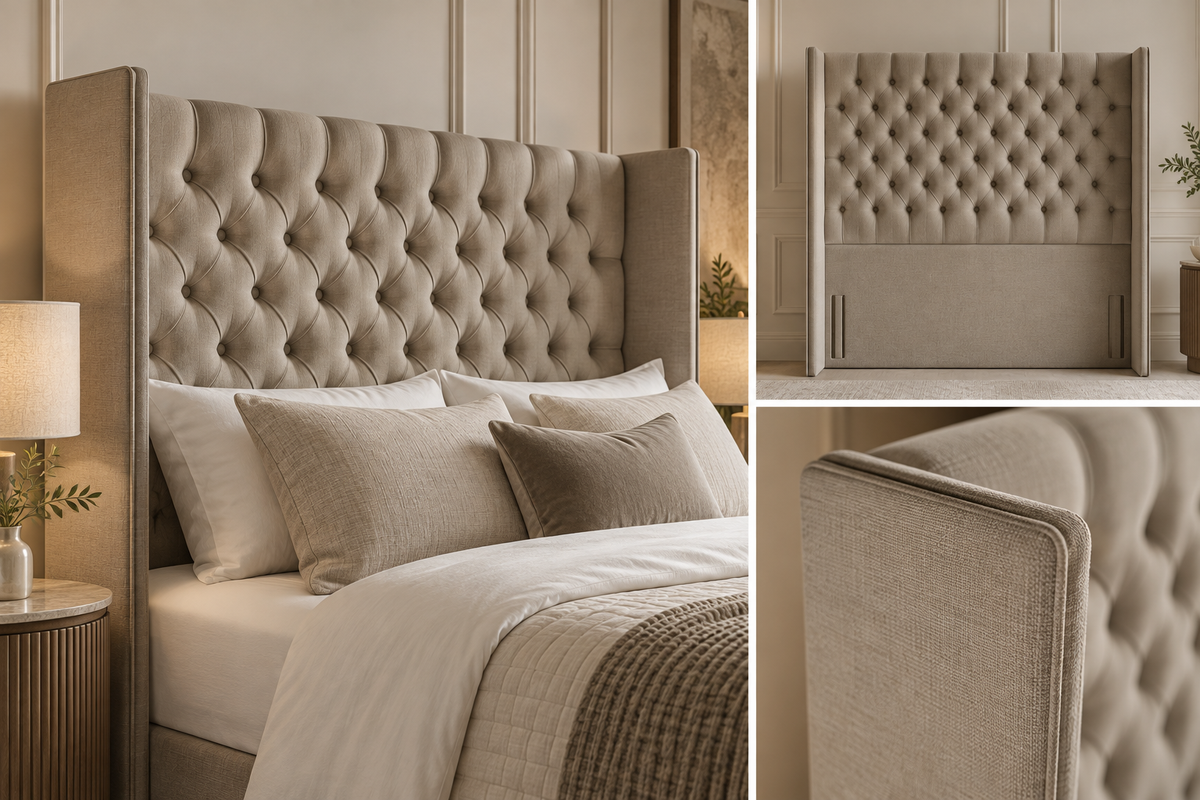 Buttoned Straight Wing Headboard (Chesterfield)