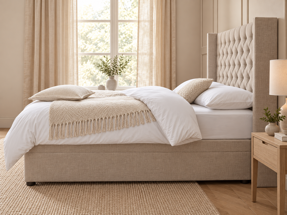 Luxury Upholstered Ottoman Divan Front Open